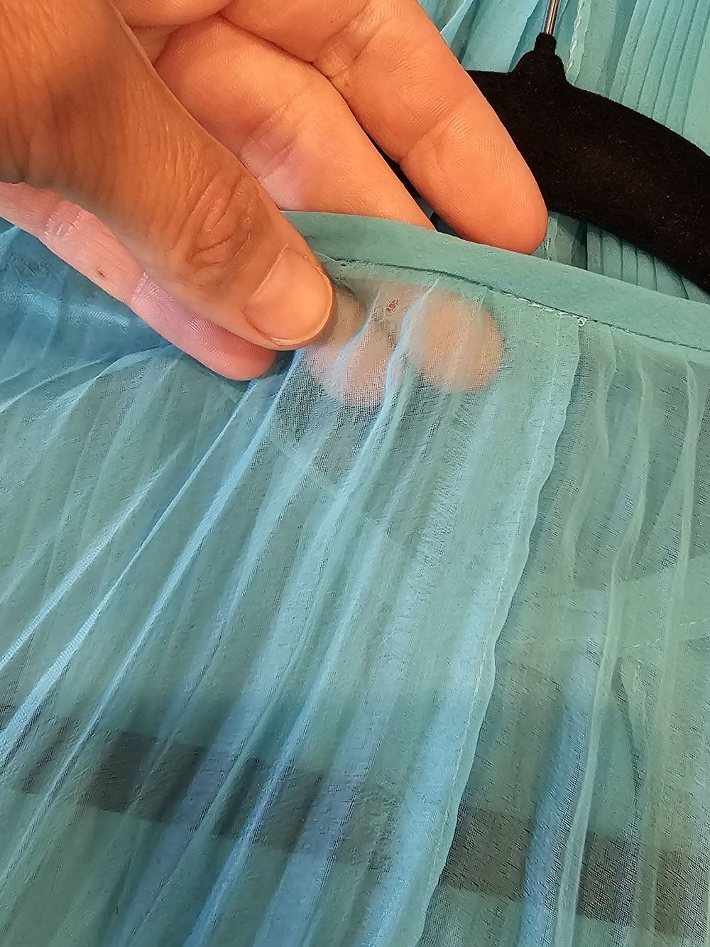 1960s Vintage Blue Night Jacket Accordion Sheer Necktie Over Blouse Duster #1 - Picture 11 of 11